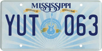 MS license plate YUT063
