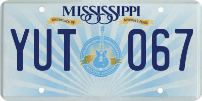 MS license plate YUT067