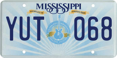 MS license plate YUT068