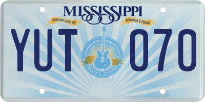 MS license plate YUT070
