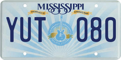 MS license plate YUT080