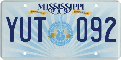 MS license plate YUT092