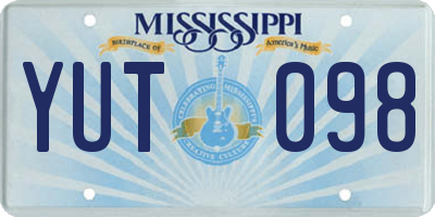 MS license plate YUT098