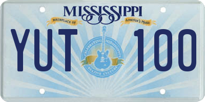 MS license plate YUT100