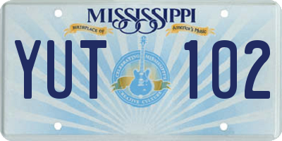 MS license plate YUT102