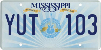 MS license plate YUT103