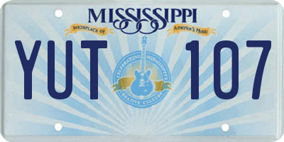 MS license plate YUT107