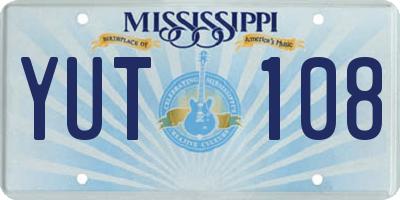 MS license plate YUT108