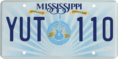 MS license plate YUT110