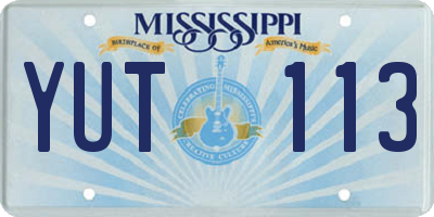 MS license plate YUT113
