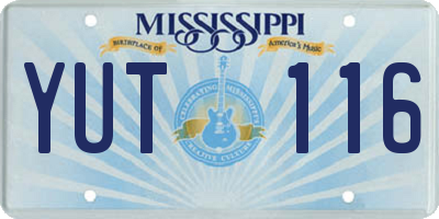MS license plate YUT116