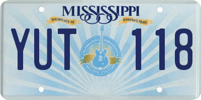 MS license plate YUT118