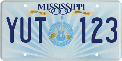 MS license plate YUT123