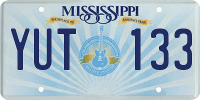 MS license plate YUT133