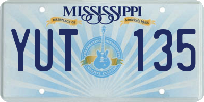 MS license plate YUT135