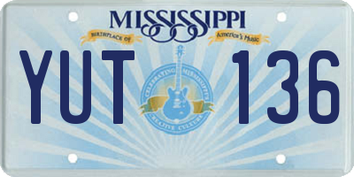 MS license plate YUT136
