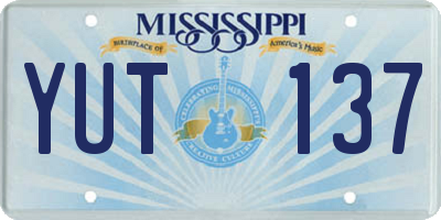 MS license plate YUT137