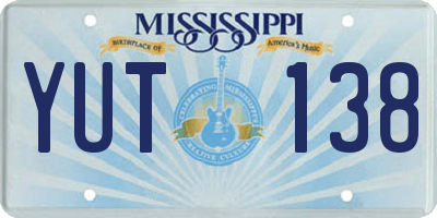MS license plate YUT138