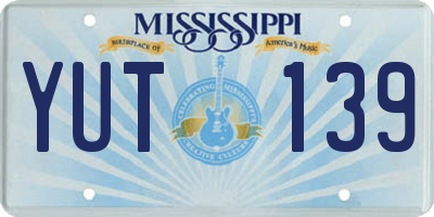 MS license plate YUT139