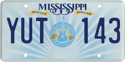 MS license plate YUT143