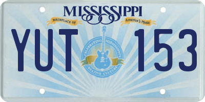 MS license plate YUT153