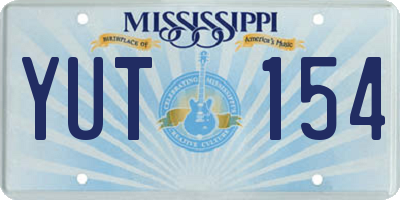 MS license plate YUT154