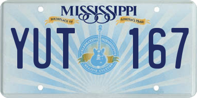 MS license plate YUT167