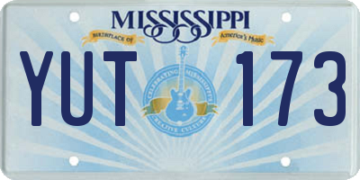MS license plate YUT173