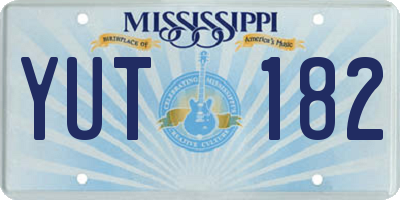 MS license plate YUT182