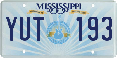 MS license plate YUT193
