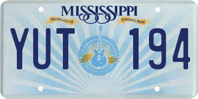 MS license plate YUT194
