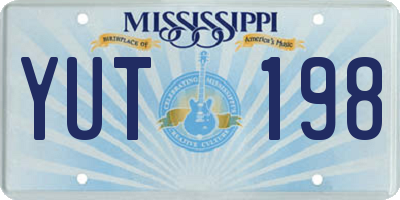 MS license plate YUT198