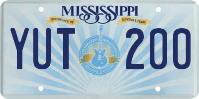 MS license plate YUT200