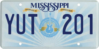 MS license plate YUT201