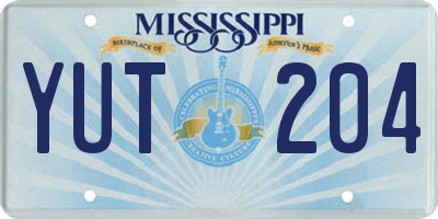 MS license plate YUT204
