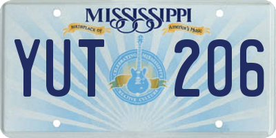 MS license plate YUT206