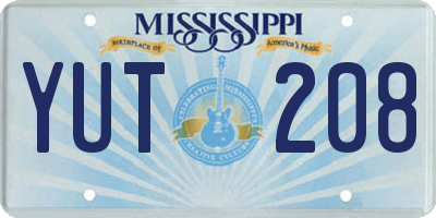 MS license plate YUT208