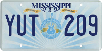 MS license plate YUT209