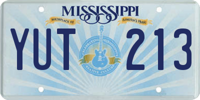 MS license plate YUT213
