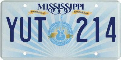 MS license plate YUT214