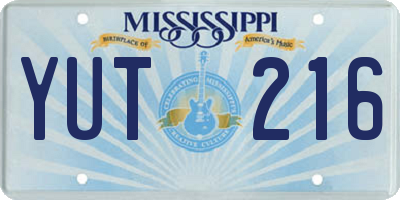 MS license plate YUT216