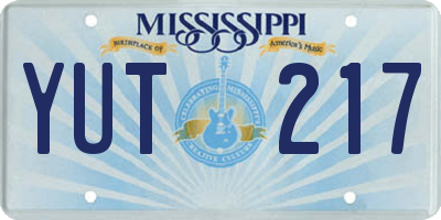 MS license plate YUT217