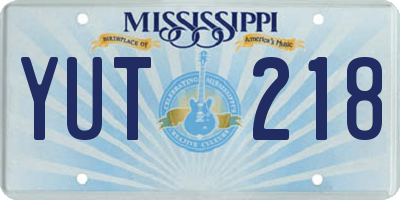 MS license plate YUT218