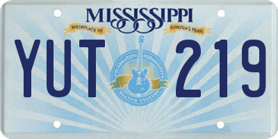 MS license plate YUT219