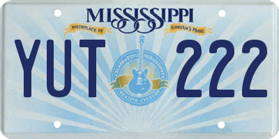 MS license plate YUT222