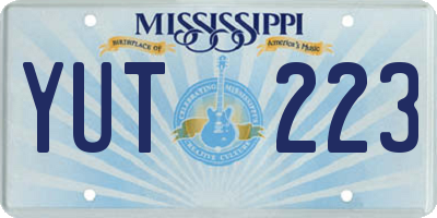 MS license plate YUT223
