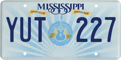 MS license plate YUT227