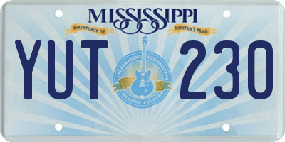 MS license plate YUT230