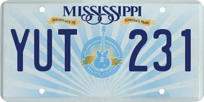 MS license plate YUT231