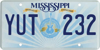 MS license plate YUT232